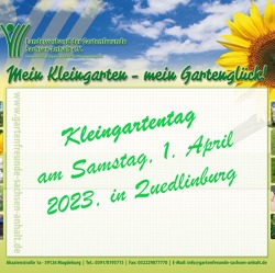 Am 1. April 2023 ist Kleingartentag !&nbsp;