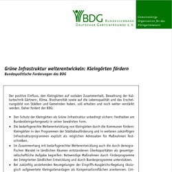 &bdquo;Gr&uuml;ne Infrastruktur weiterentwickeln: Kleing&auml;rten f&ouml;rdern&ldquo;