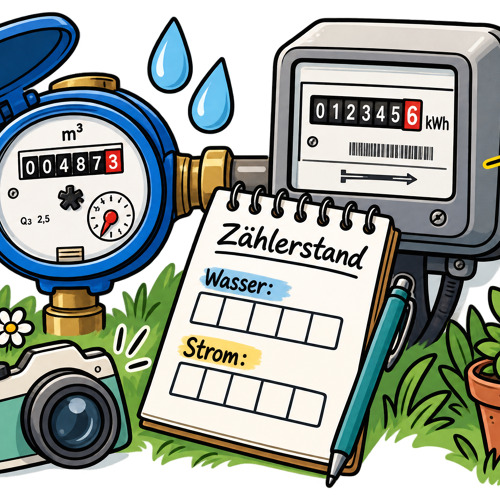 Ablesung der Wasser- und Stromzähler