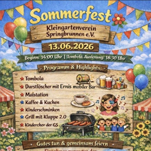Einladung zu unserem diesj&auml;hrigen Sommerfest am 13.06.2026