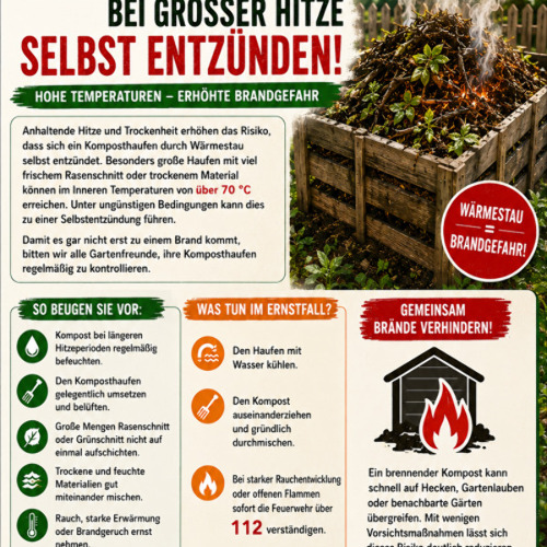 Achtung: Kompost kann sich bei gro&szlig;er Hitze selbst entz&uuml;nden.