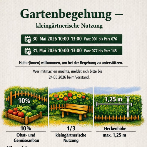 Gartenbegehung 2026 - kleing&auml;rtnerische Nutzung&nbsp;